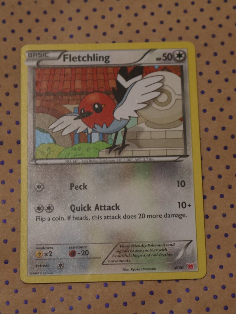 Fletchling 4/30 Pokemon Card (2015)